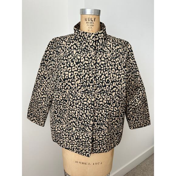 Lafayette 148  NY Boxey Cropped Jacket Blazer in Animal Print size S - Picture 1 of 7